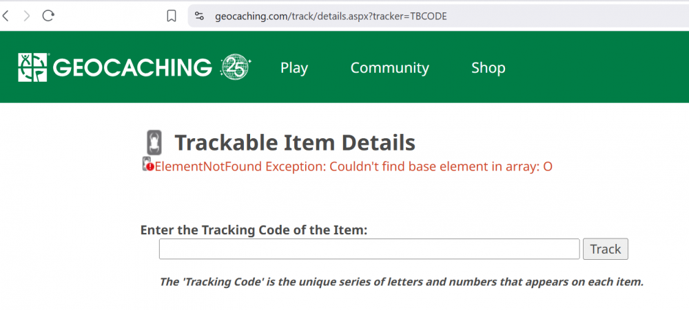 Exception when looking up an (invalid?) trackable code - Website ...